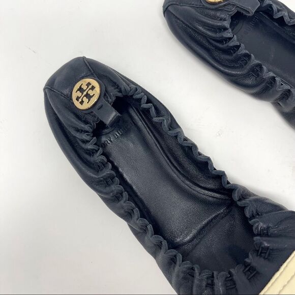 Tory Burch Black Leather Cap Toe Stretch Ballet Flats size 6 - Picture 5 of 9